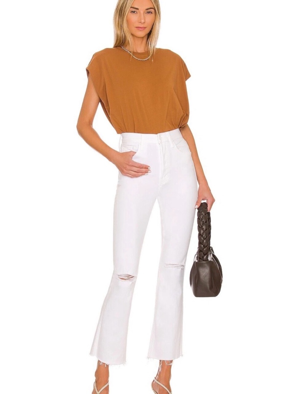 Mother Tripper Ankle Fray Jeans Unfairest White High Rise